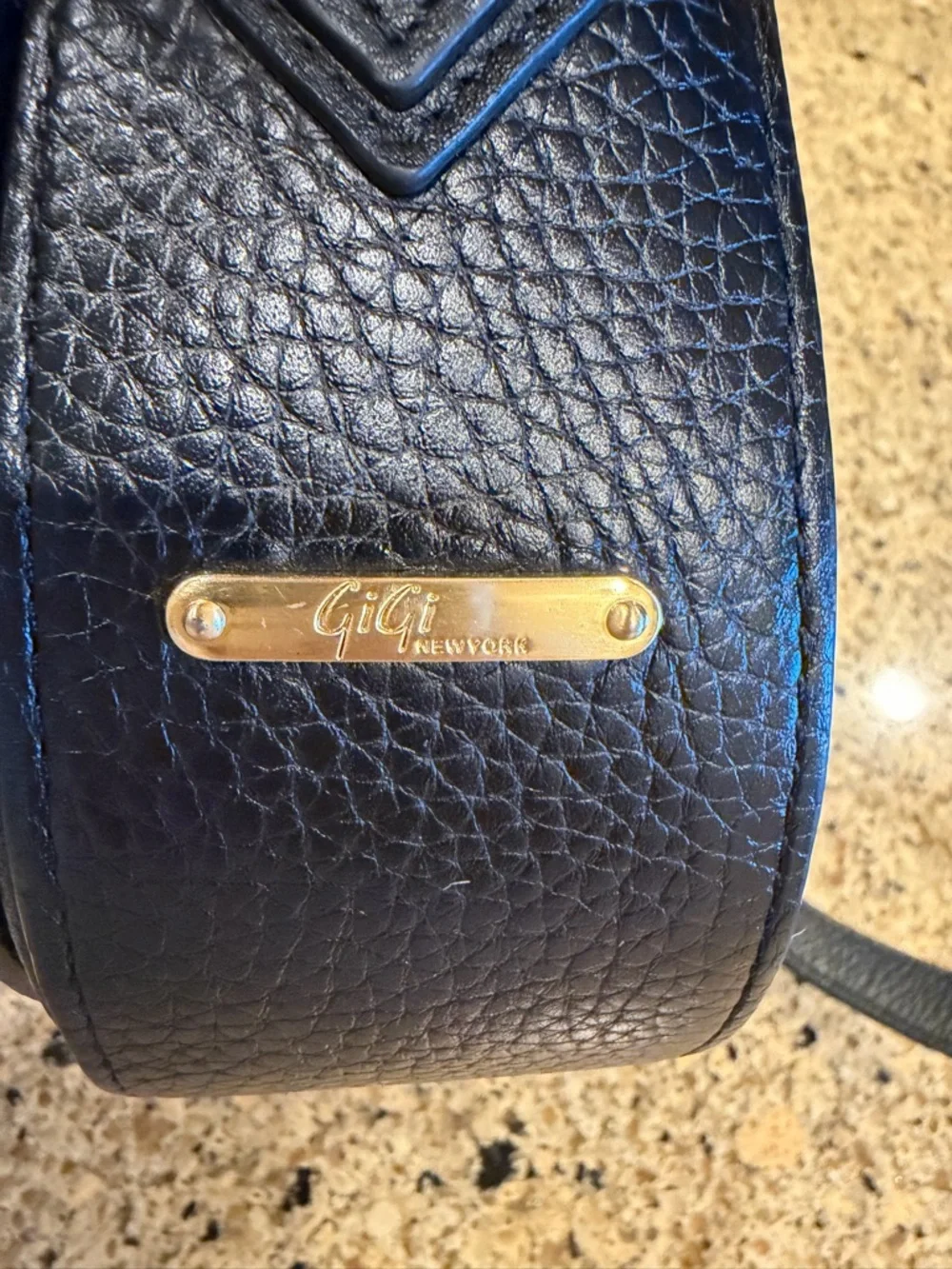 Gigi New York Cross Grain Leather Black Saddle Bag